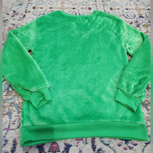 The Grinch Kid's Green Fleece Winter Warm Pullover Top Warm Shirt, sz M (7-9) - Picture 2 of 13